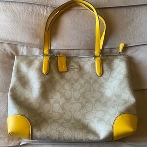 Coach Tote Bag - Cream and Yellow